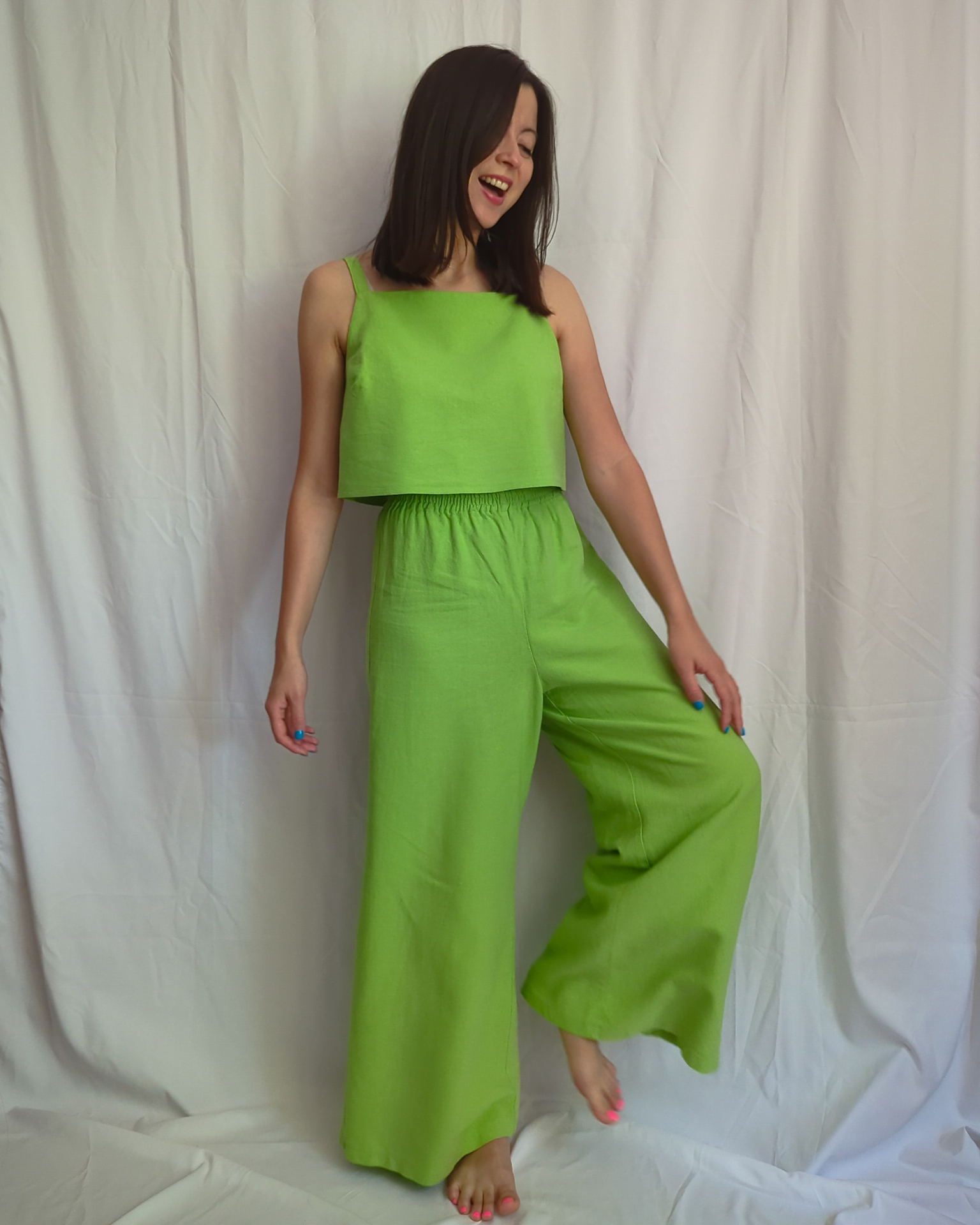 Esti Co-Ord in Bright Green Linen